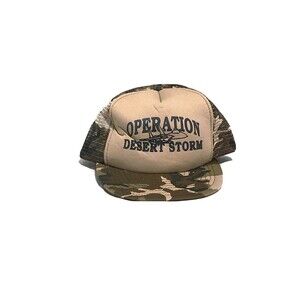 Vintage Operation Desert Storm Hat Cap Snapback Camo Camouflage Fighter Jet Foam
